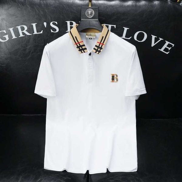 

correct version of b burbry luxury designer europa anna summer light luxury shirt men's short sleeve slim fit casual mercerized cotton, White;black