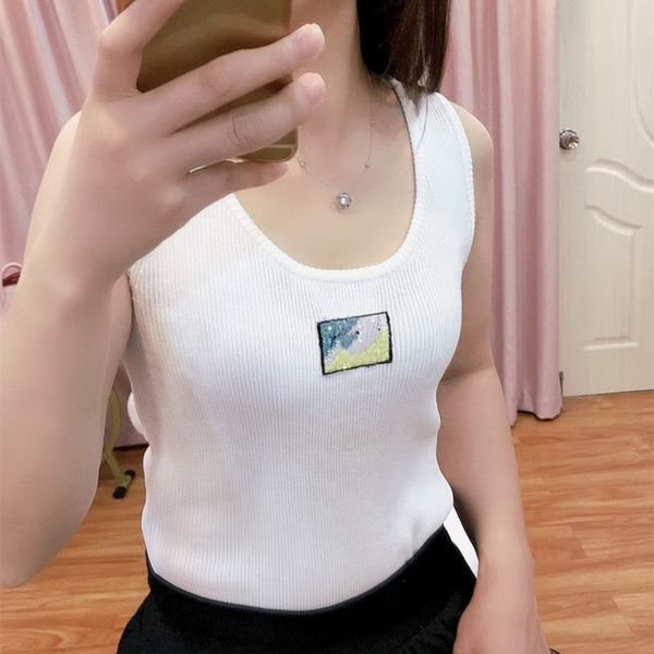 

307 2023 runway autumn brand same style sweater sleeveless crew neck black pink pullover fashion clothes womens yiduo8, White;black