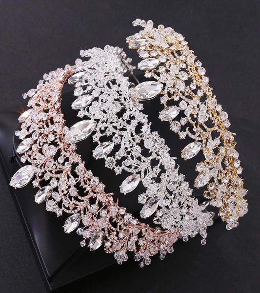 

luxury bridal crown rhinestone crystals headpieces royal wedding queen big crowns princess crystal baroque birthday party tiaras f2107160, Silver
