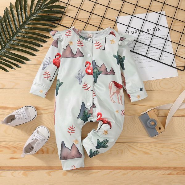 

rompers citgeett autumn newborn baby girls boys cute jumpsuits animal pattern printed single breasted long sleeve spring romper l230314, Blue