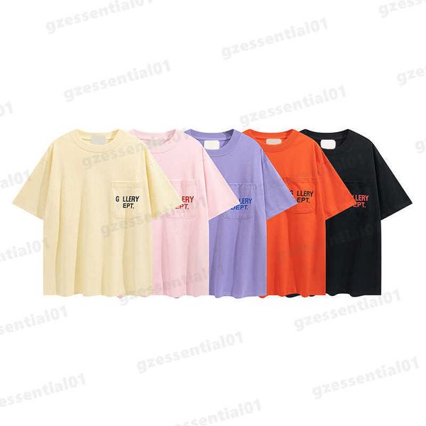 

galleryse summer tee depts shirt mens designer t shirts breathable quick drying pocket letter-printed hip-hop sports casual tshirt for men a, White;black