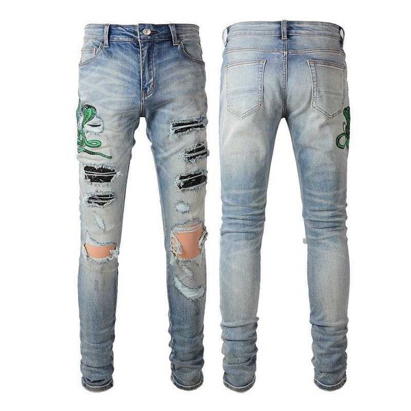 

jeans mens am1r1 trousers pants mirri ripped fashion designer brand hip hop high street leisure cool niche ins celebrity aao4, Blue