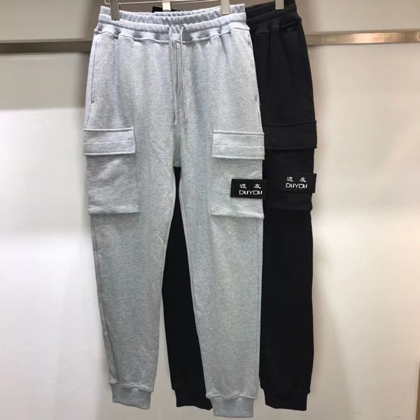

duyou men's pants brand designers pants metal nylon pocket embroidered badge casual trousers thin reflective pants size m-2xl 0078, Black