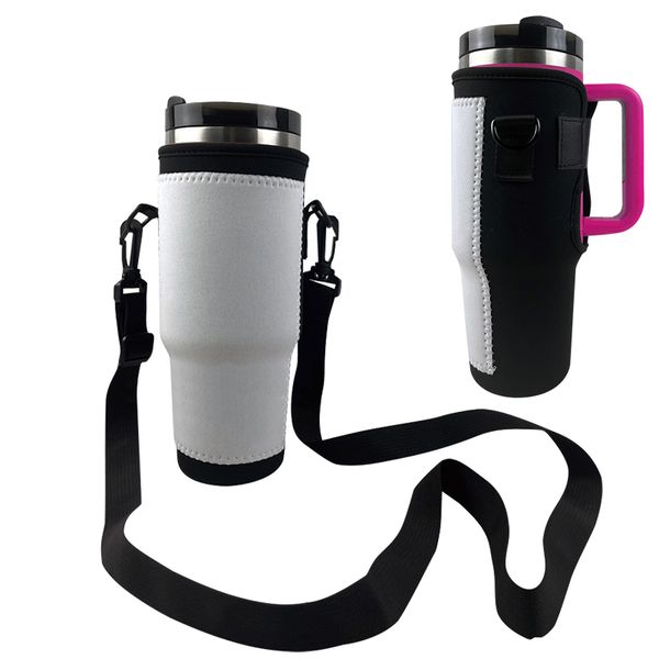 

sublimation 40oz tumbler holder tote white blank diving cloth neoprene bottle sleeves with adjustable strap drinkware handle water cups cove