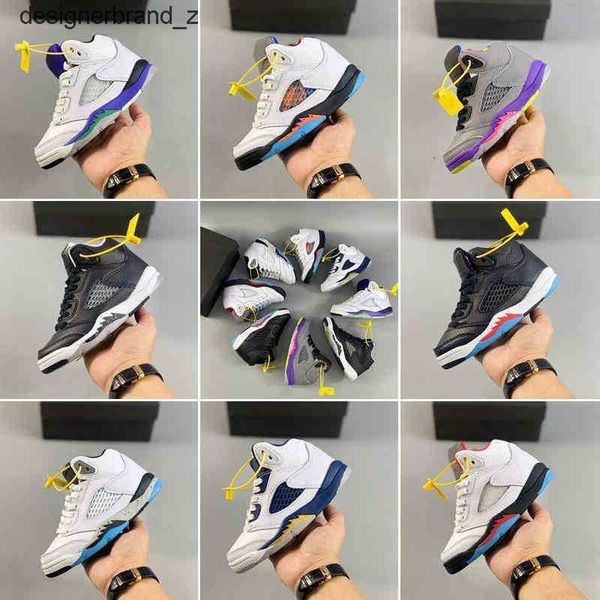 

jordns 5s v kids jumpman basketball shoes white cement infant children toddler metallic silver designers trainers boy girl sneakers grape se, Black