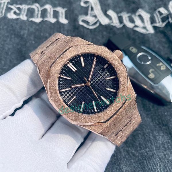 

watch luxury mens classic designer automatic movement mechanism 42mm frosted texture waterproof sapphire glass exquisite fashion, Slivery;golden