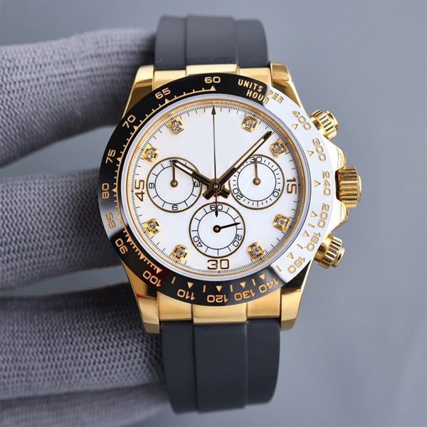 

With diamonds designer Mens Watch ST9 Steel All Subdials Working 40mm Automatic Mechanical Movement Sapphire Glass Ceramic Bezel gold Dial Dhgate Watches 007, Khaki