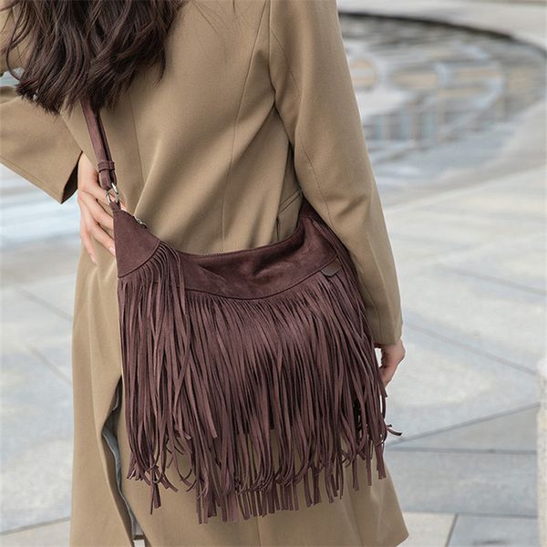 

ladies shoulder bags 2 colors light and wear-resistant frosted tassel bag simple and versatile solid color leather backpack street personali