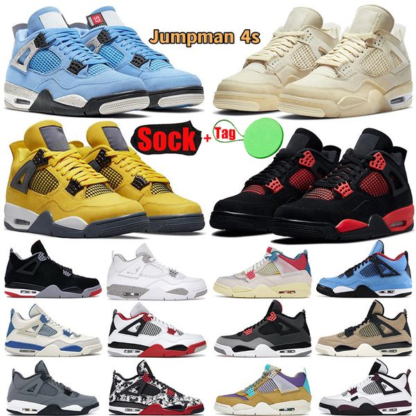 

4 4s basketball shoes for men women military black cat red thunder pine green sail university blue white oreo dark mocha bred chicago banned
