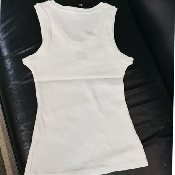 

women's tanks camis fashion classic luxury designer women embroidered elastic fine rib knit vest versatile tank 230316, White