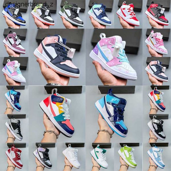 

childrens jumpman 1s mid basketball shoes toddler kids 1 trainers kid runner athletic shoes child pine green game royal scotts obsidian eke1, Black