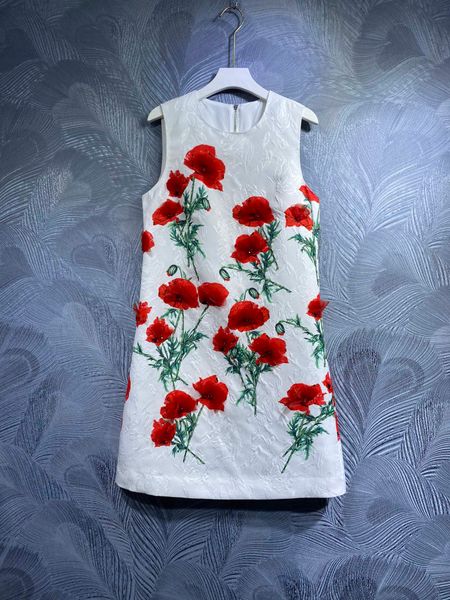 

2023 spring new dress round neck print beaded tank top, Black;gray