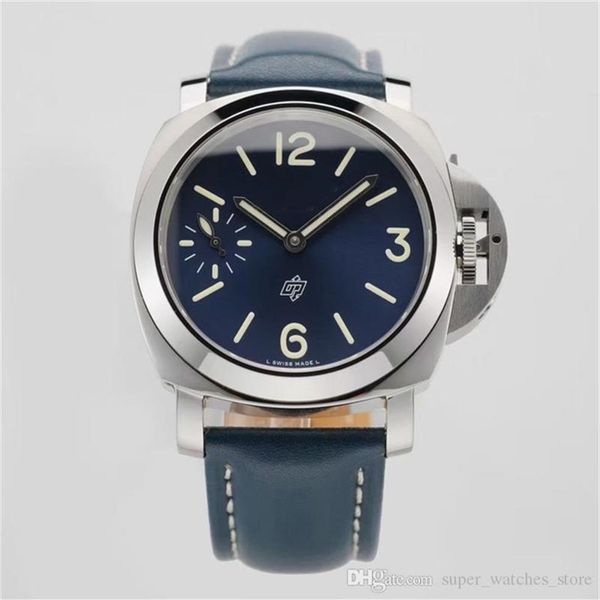 

hw factaory pam1085 montre de luxe mens watches 44mm 6000 manual mechanical movement aisi 316l fine steel watch leather strap wris243o, Slivery;brown