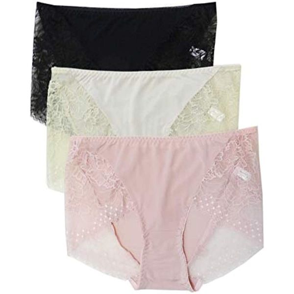 

yavorrs 3pcs women silk knitted pure silk panties bikini panties, Black;pink