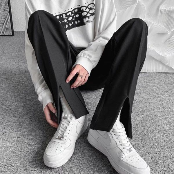 

men's pants streetwear fashion men trousers split black harajuku oversized casual pants korean office wear suit pants male blazer pants