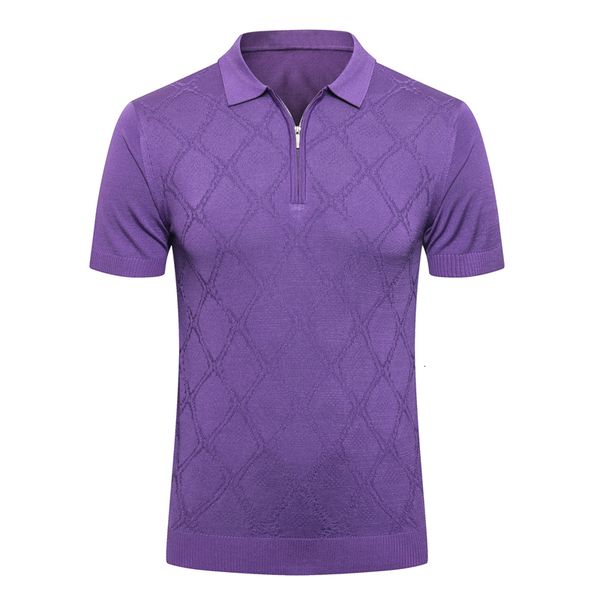 

men's polos billionaire polo shirt silk men summer fashion business short sleeve lattice zipper comfortable big size m-5xl quality 2303, White;black