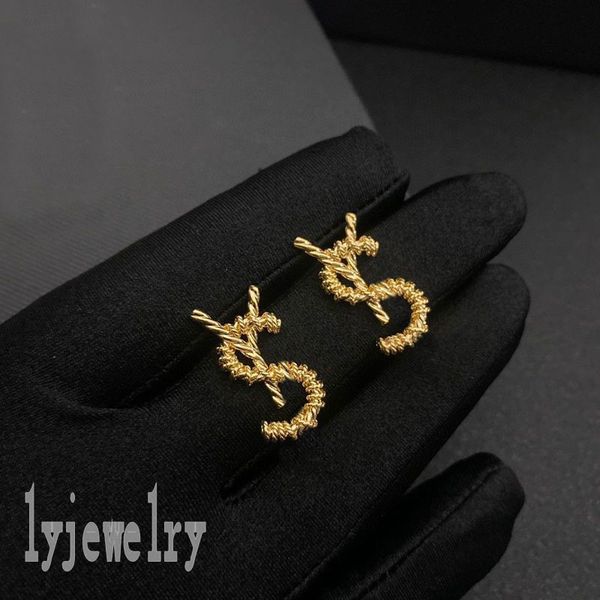 

slender love mens studs earings for teen girls trendy dangling elegant earring crystal letter ohrringe designer jewelry silver plated luxury, Golden;silver