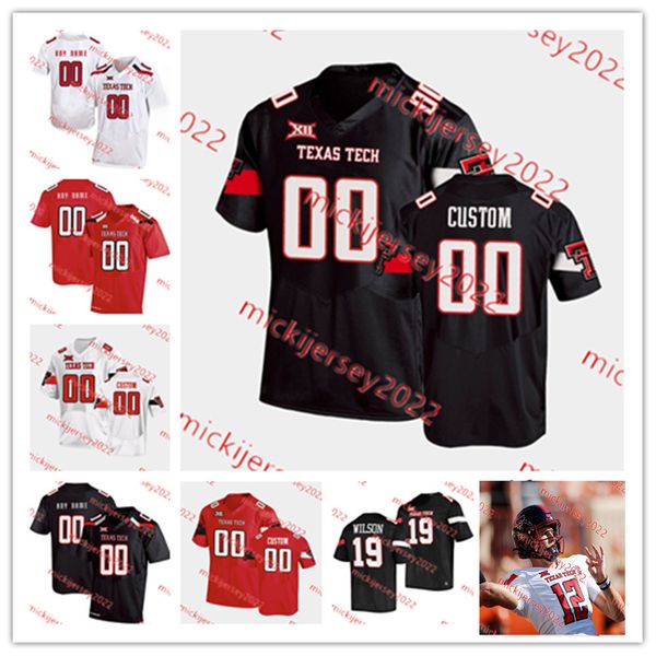 

custom stitched texas tech red raiders football jersey mens wes welker zach thomas jace amaro deandre washington michael crabtree henry colo, Black