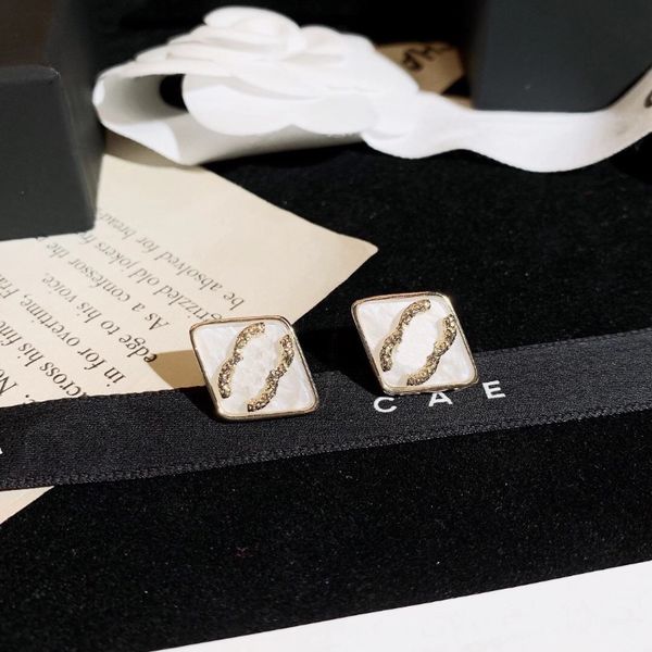 

vintage design stud earring designer earrings stamp girls fashion gold plated earrings black and white popular brand jewelry spring, Golden;silver