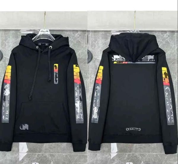

men's hoodies sweatshirts designer mens chrome winter heart hoodie ch long sleeve jacket loose coat hooded hoody men woman hip hop chro, Black