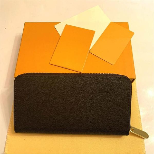 

whole 20 colors fashion single zipper men women leather wallet lady ladies long purse with orange box card 60017277s, Red;black