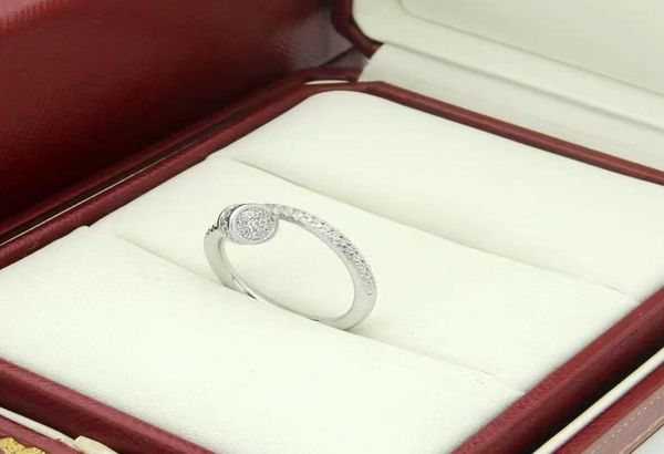 

fashion designer nail rings jewelry for women full stones pave band love ring size 6 7 8 with box1225845, Silver