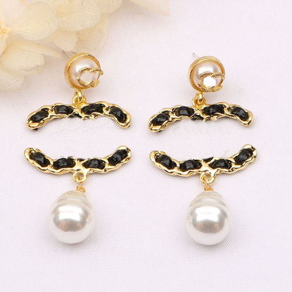 

designer womens brand earrings ear stud 18k gold 925 silver plated earring crystal pearl party women designers wedding statement jewelry gif, Golden;silver