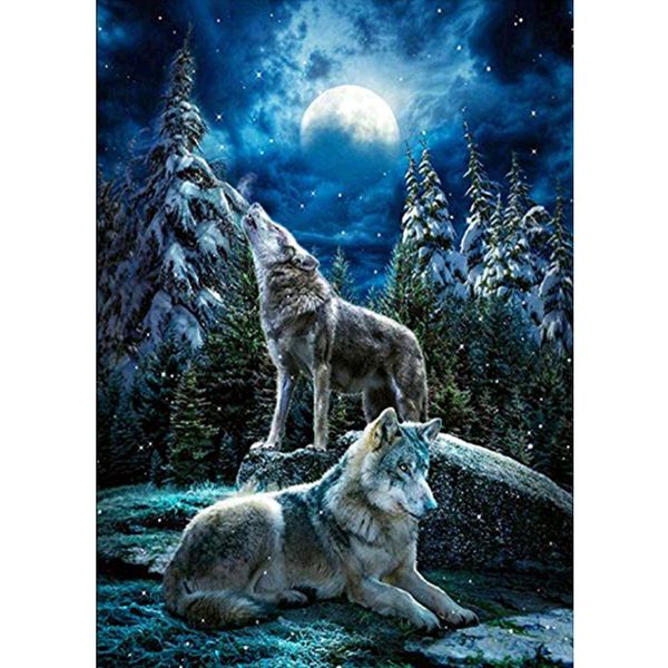 

Cross-border source 5D full of diamonds DIY late at night wolf pack diamond painting living room bedroom decoration diamond painting