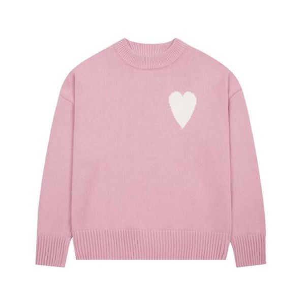 

23new men's sweaters paris fashion mens designer amies knitted embroidered red heart solid color big love round neck short sleeve syew, White;black