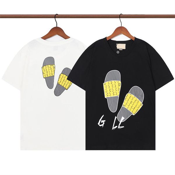 

2023 summer new tide brand crewneck pattern printed cotton short sleeve t-shirt men's and women's loose casual half sleeve top, White;black