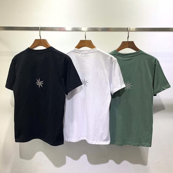

print t-shirts men's reflective and women's brand letter toney cotton embroidered tees round neck casual short sleeve, White;black