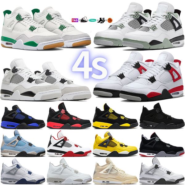 

jumpman 4 mens womens basketball shoes designer 4s pine green seafoam red cement military black cat university blue white cement men women s
