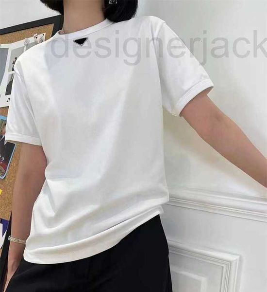 

women's t-shirt designer 23 spring summer classic triangle simple splice casual men's loose short sleeve underlay t-shirt udfi, White