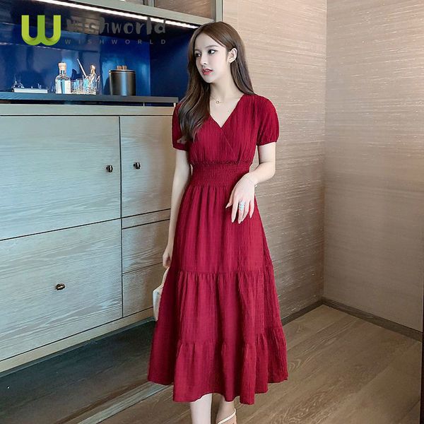 

casual dresses french v-neck ruffle solid chiffon dress fashion women fall department elegant purple sundress casual party club dress 230316, Black;gray