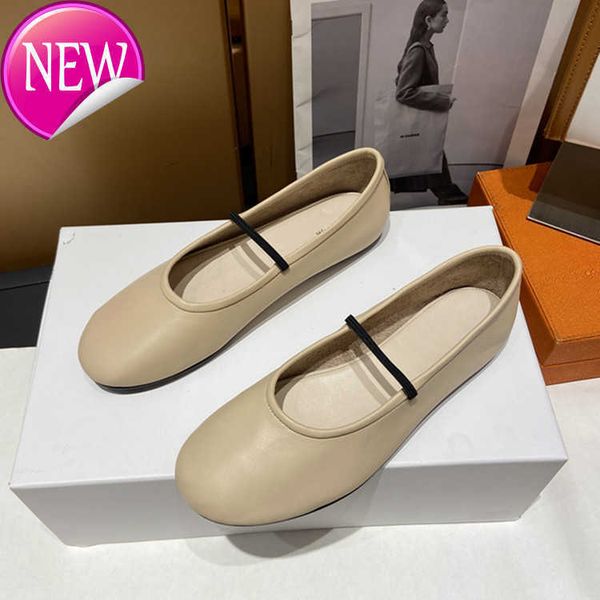 

the row mary jane single shoes women's summer shallow mouth ballet dance flat leather grandma small design, Black