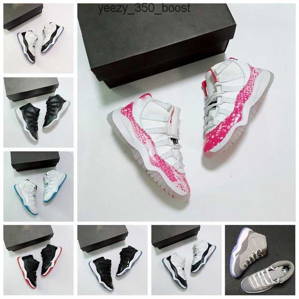 

designer kids shoes td cool grey 11 xi sneaker concord space jam metallic silver pink jumpman snakeskin bred legend blue children boys girls, Black