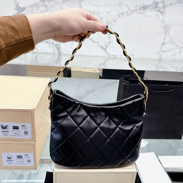 

22k womens vintage hobo black jumbo underarm bags gold metal hardware matelasse chain shoulder handbags large capacity with zipper outdoor s