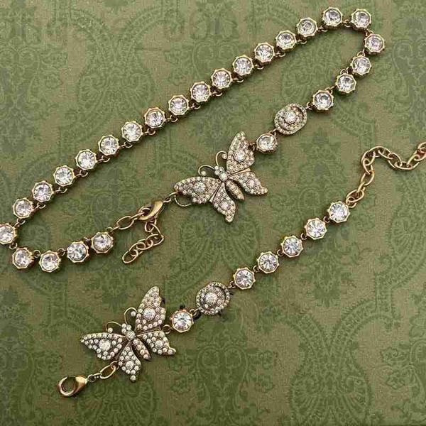 

pendant necklaces designer luxury brand double g necklace butterfly jewelry bracelet set brass fade premium gift girlfriend lover chains yu5, Silver