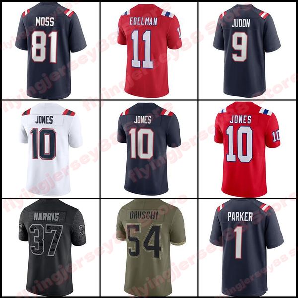 

mac jones devante parker football jersey bailey zappe matthew judon damien harris julian edelman cole strange devin mccourty new patriot eng, Black;red
