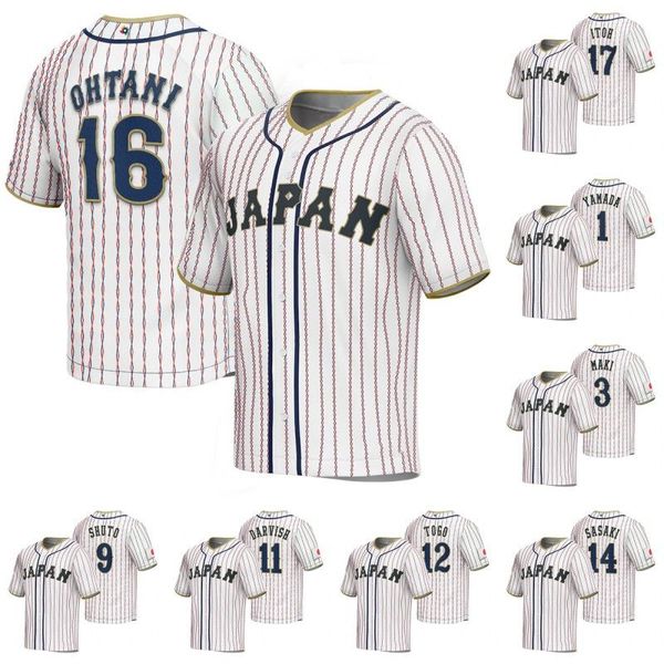 

los angeles shohei ohtani jersey angels baseball 2023 world custom japan classic jersey yu darvish roki sasaki tetsuto yamada sosuke genda s, Black