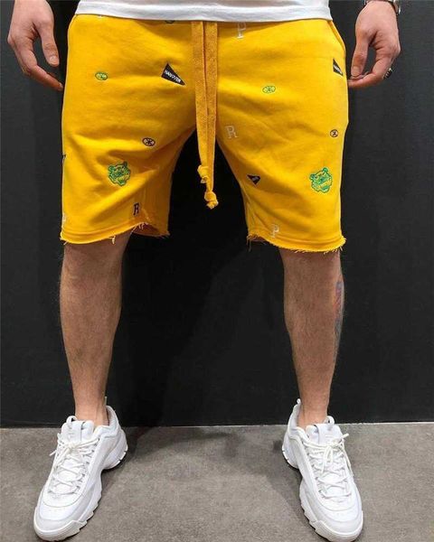 

men's shorts muscle fitness brother fashion summer fashion brand casual shorts men's five point pants, White;black