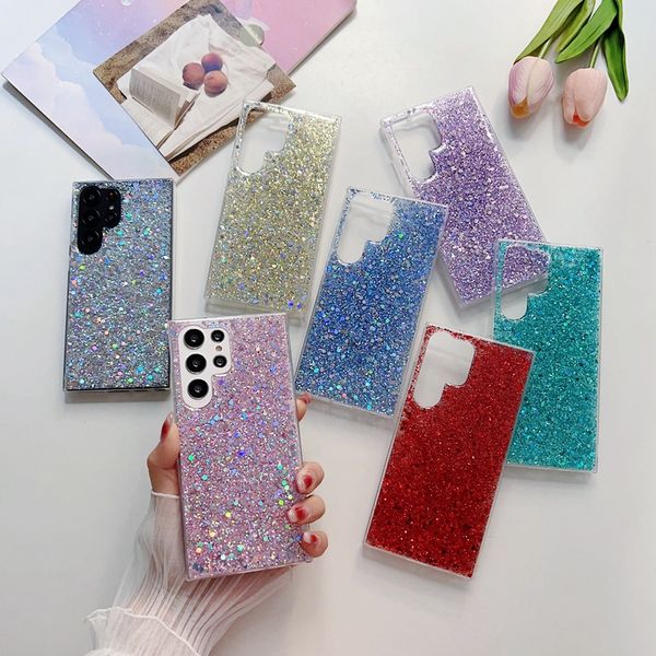 

luxury foil confetti sequins soft tpu cases for samsung s23 ultra s22 plus a14 a54 a13 a53 a33 a73 5g a32 4g s21 fe bling shinny glitter spa