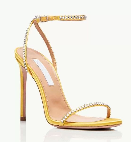 

22s summer designer brand crystal sandals high heels women's walking party wedding ladies buckle gladiator sandals eu35-42, Black