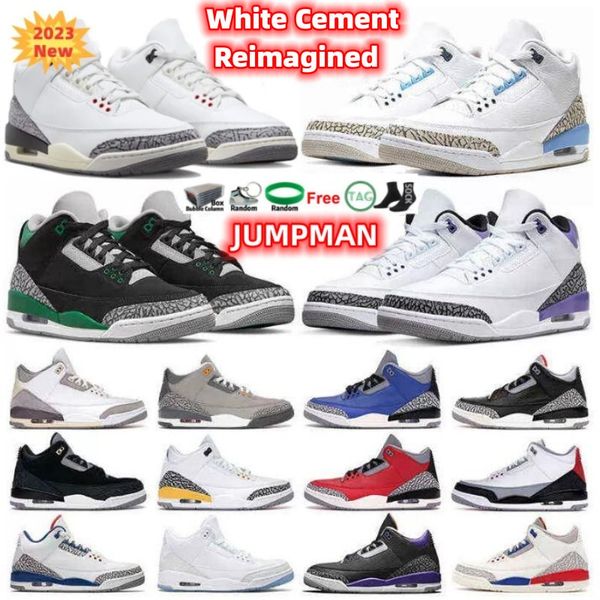

white cement reimagined 2023 3s basketball shoes sneaker racer blue pine green throw line cardinal red black cement varsity royal georgetown