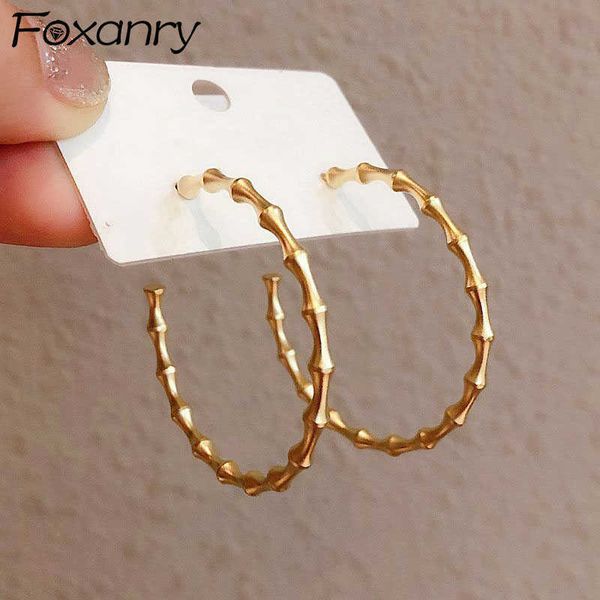 

charm anry prevent allergy silver color hoop earrings new trendy elegant charming creative bamboo joint design party jewelry l230315, Golden