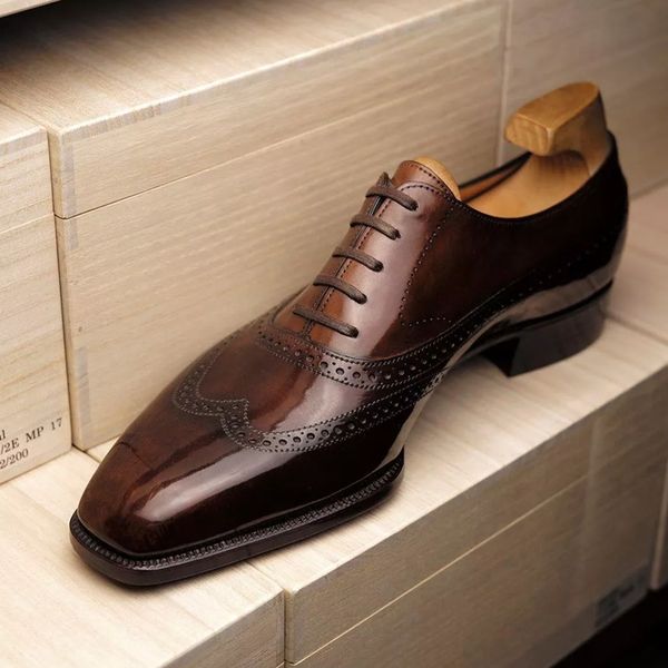 

brogue shoes brown business men shoes pu lace-up breathable mocasines fashion dress shoes ing, Black