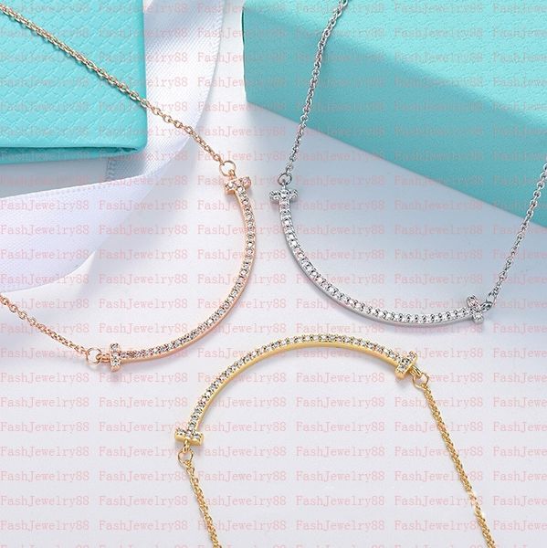 

luxury smile necklace women stainless steel couple medium diamond pendant designer neck jewelry christmas gift women accessories wholesale w, Silver