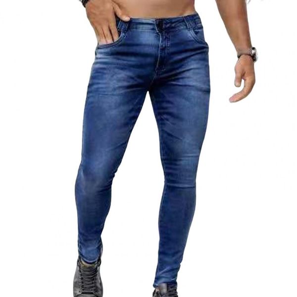 

men's jeans skinny tear resistant straight zipper fly jeans for daily wear party school 230316, Blue