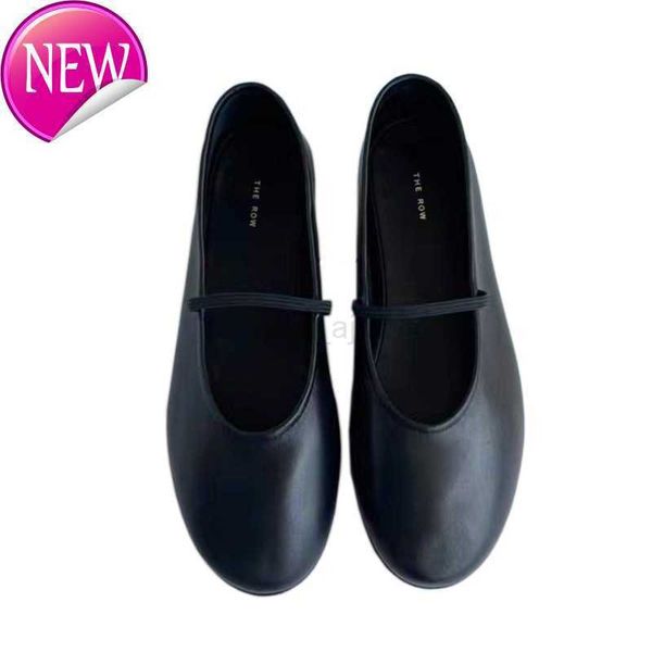 

designer the row dress shoes soft sheepskin granny ballet shoes round head flat bottom belt women's single no lining comfort ebdv, Black