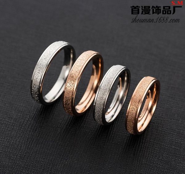 

new abrasive sand gold series stainless steel ring012343223771, Silver